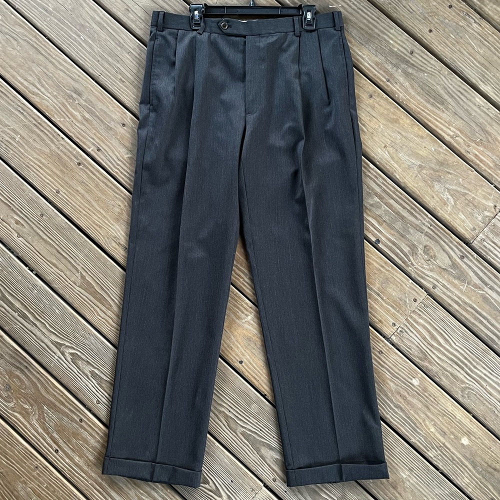 Brooks Brothers 346 Madison Fit Mens Charcoal Trousers 37x32”. 100% Wool Mint!